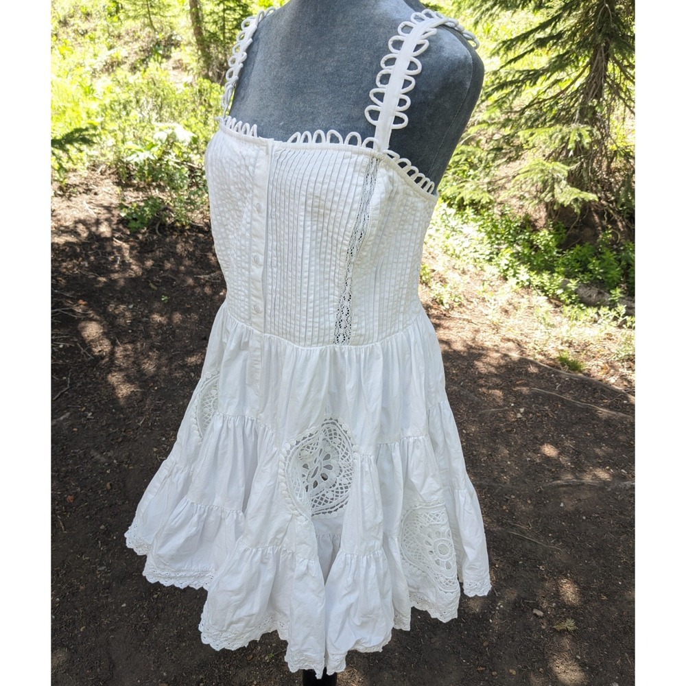 Forever That Girl Adrianna Lace Romper L White Wide Bloomer Shorts Boho Smocked - Picture 4 of 16
